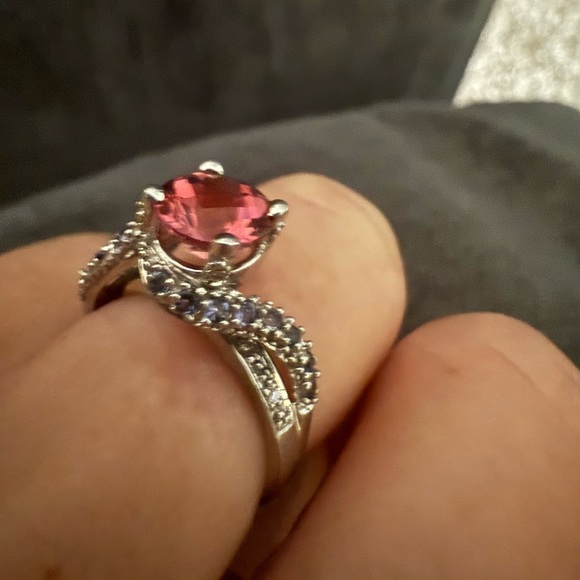 Vintage Ruby Sapphire and diamond ring 14k white gold sz 8 - Picture 10 of 10